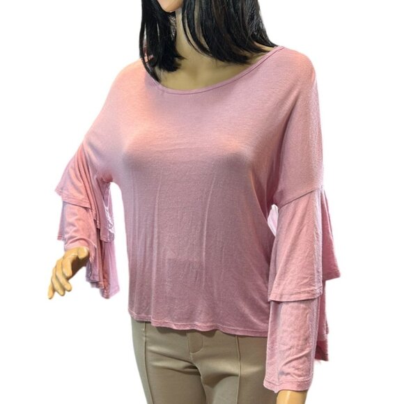 (5 for $25) Gaze Tiered Bell Sleeve Lightweight Top in Baby Pink Size XS NWT‎ - Picture 1 of 8